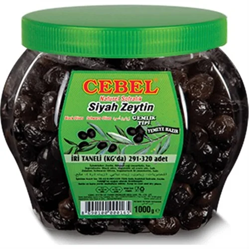 Erdallar Gross Market CEBEL İRİ TANELİ SİYAH ZEYTİN PET 1000 GR
