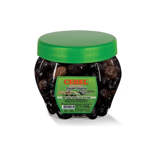 Erdallar Gross Market CEBEL SİYAH ZEYTİN İRİ TANE PET 291-320 500 GR