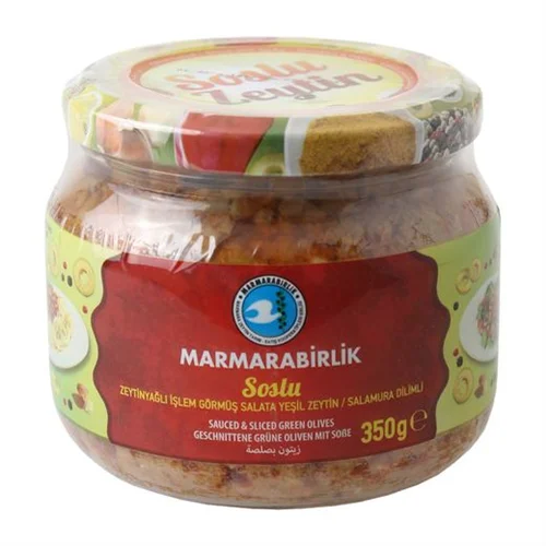Erdallar Gross Market MARMARA BİRLİK SOSLU ZEYTİN CAM  350 GR