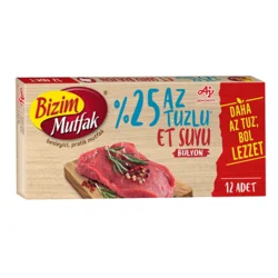 Erdallar Gross Market BİZİM %25 AZ TUZLU TAVUK SUYU BULYON 12 X120 GR